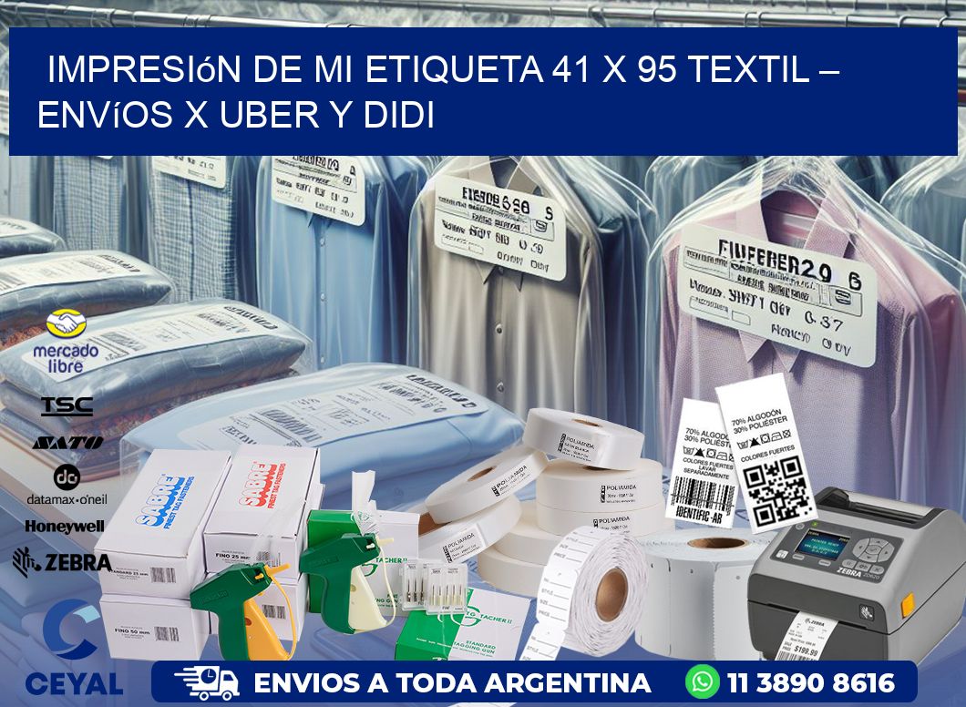 Impresión de mi Etiqueta 41 x 95 textil – Envíos x Uber y DiDi