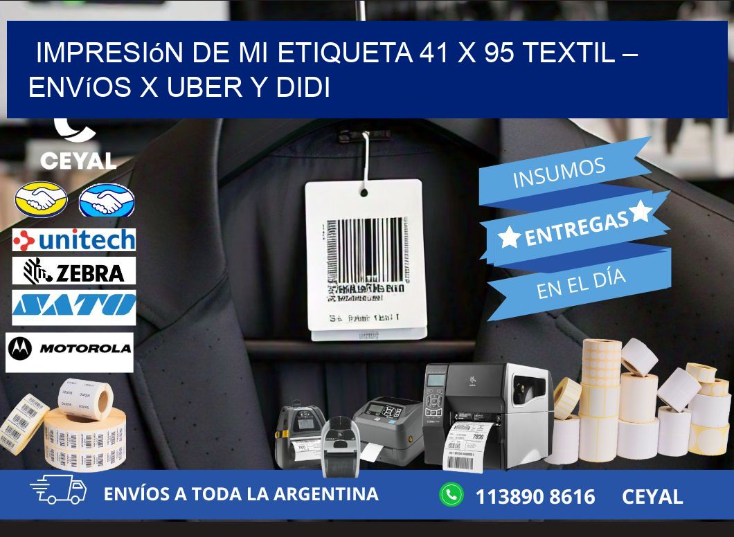 Impresión de mi Etiqueta 41 x 95 textil – Envíos x Uber y DiDi