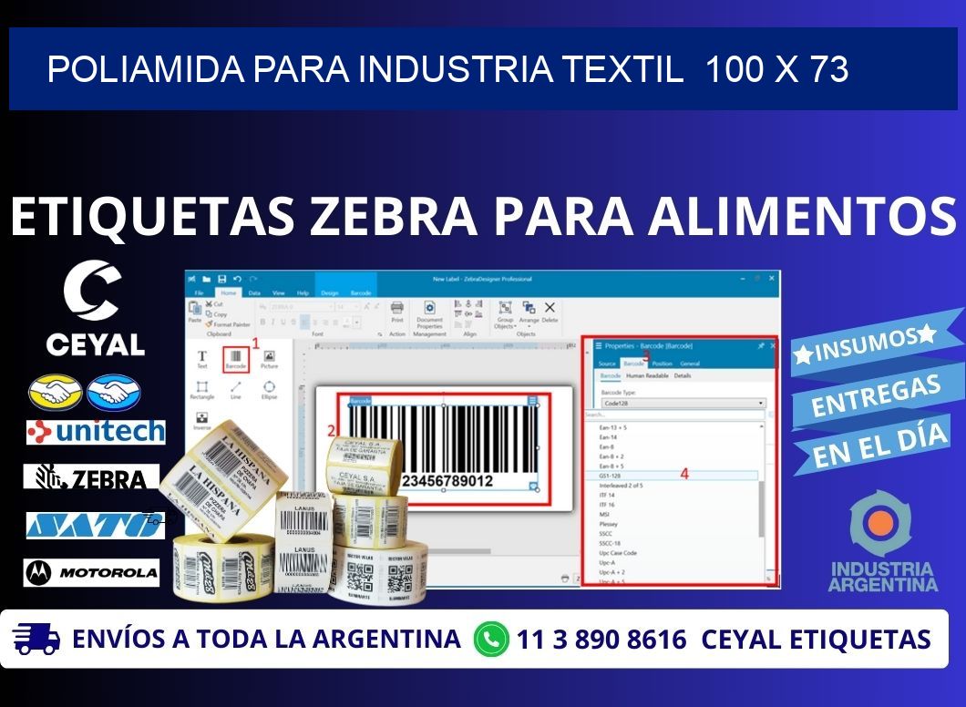 POLIAMIDA PARA INDUSTRIA TEXTIL  100 x 73