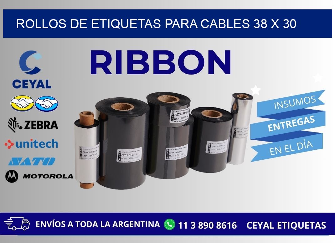 ROLLOS DE ETIQUETAS PARA CABLES 38 x 30