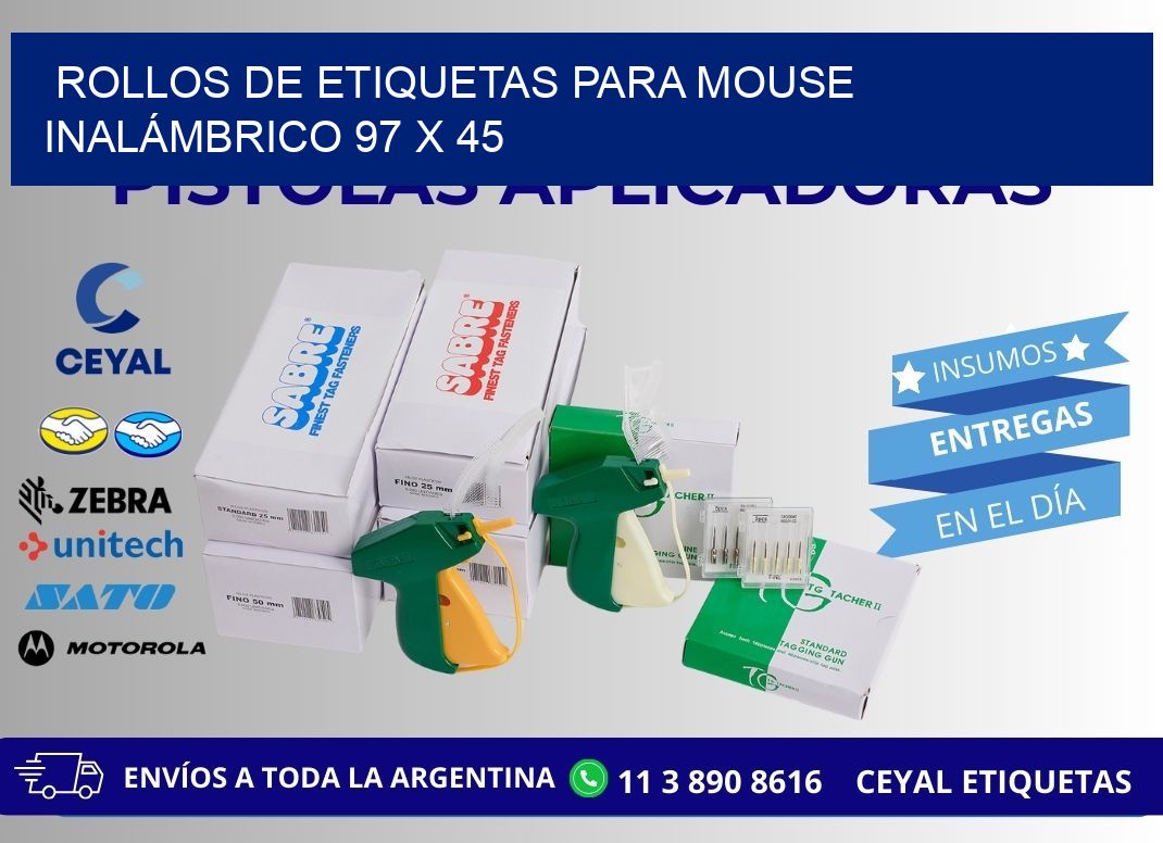 ROLLOS DE ETIQUETAS PARA MOUSE INALÁMBRICO 97 x 45