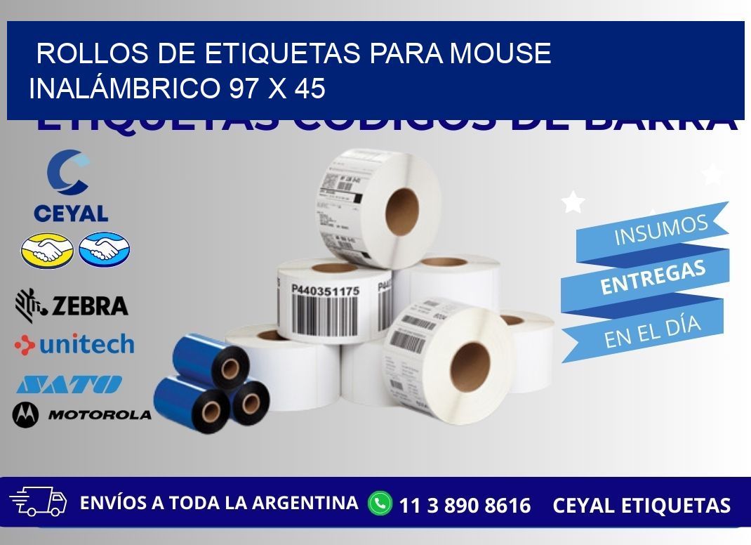 ROLLOS DE ETIQUETAS PARA MOUSE INALÁMBRICO 97 x 45