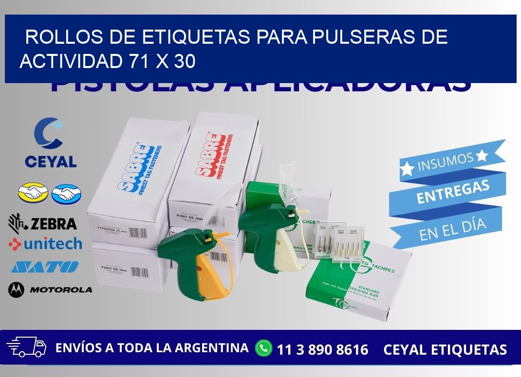 ROLLOS DE ETIQUETAS PARA PULSERAS DE ACTIVIDAD 71 x 30