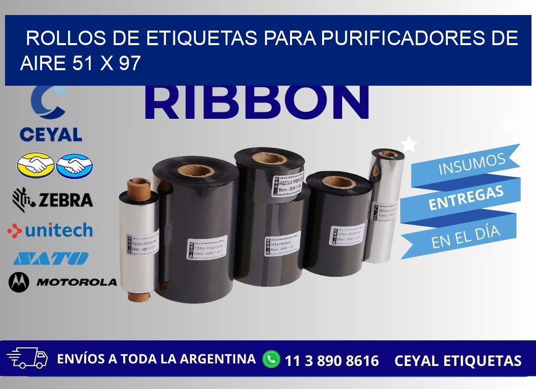 ROLLOS DE ETIQUETAS PARA PURIFICADORES DE AIRE 51 x 97