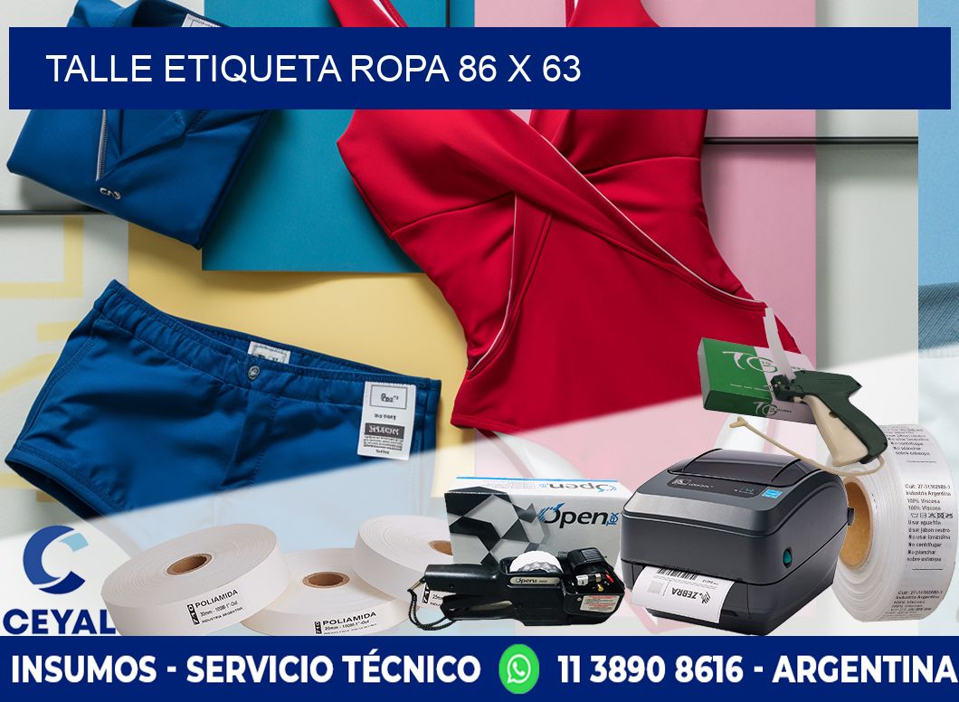 TALLE ETIQUETA ROPA 86 x 63