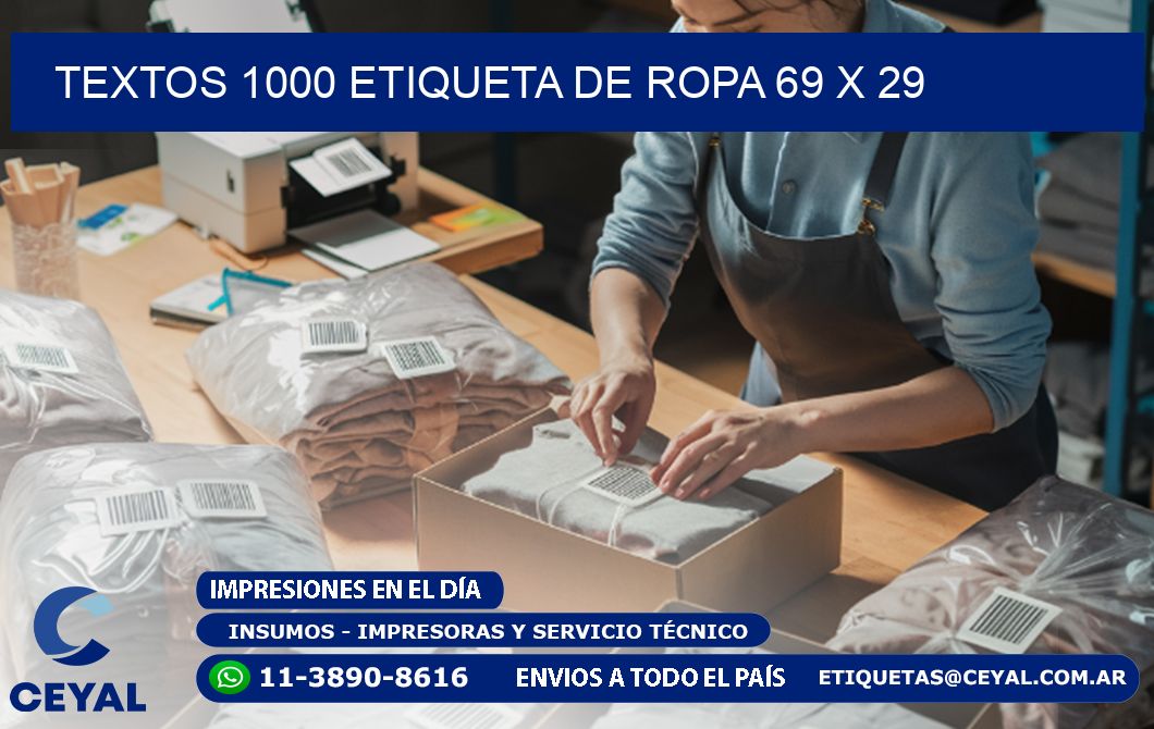 TEXTOS 1000 ETIQUETA DE ROPA 69 x 29