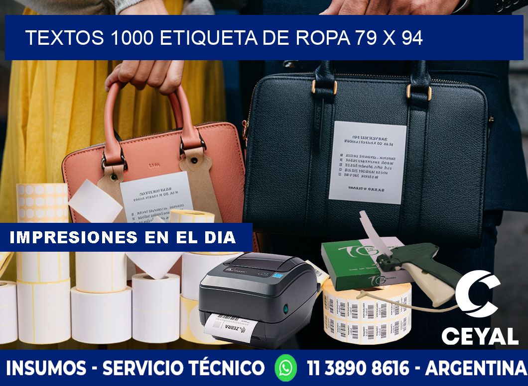 TEXTOS 1000 ETIQUETA DE ROPA 79 x 94