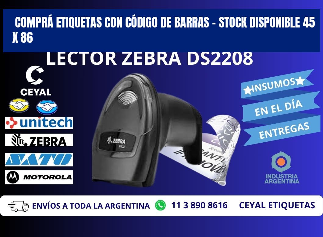 COMPRÁ ETIQUETAS CON CÓDIGO DE BARRAS – STOCK DISPONIBLE 45 x 86