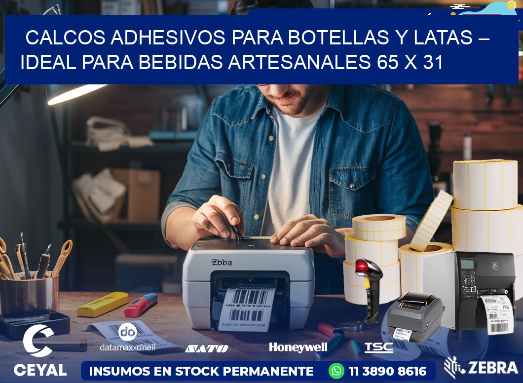 Calcos Adhesivos para Botellas y Latas – Ideal para Bebidas Artesanales 65 x 31