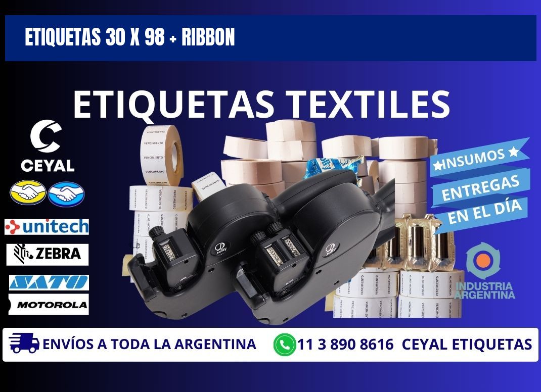 ETIQUETAS 30 x 98 + RIBBON