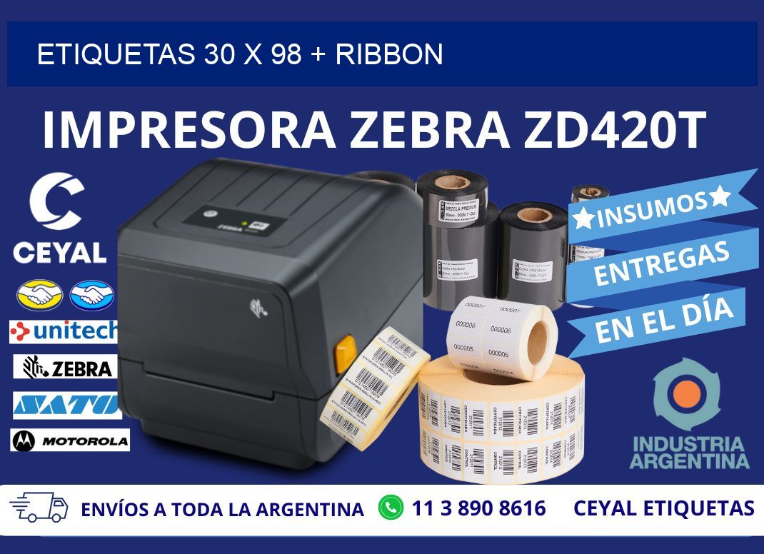 ETIQUETAS 30 x 98 + RIBBON