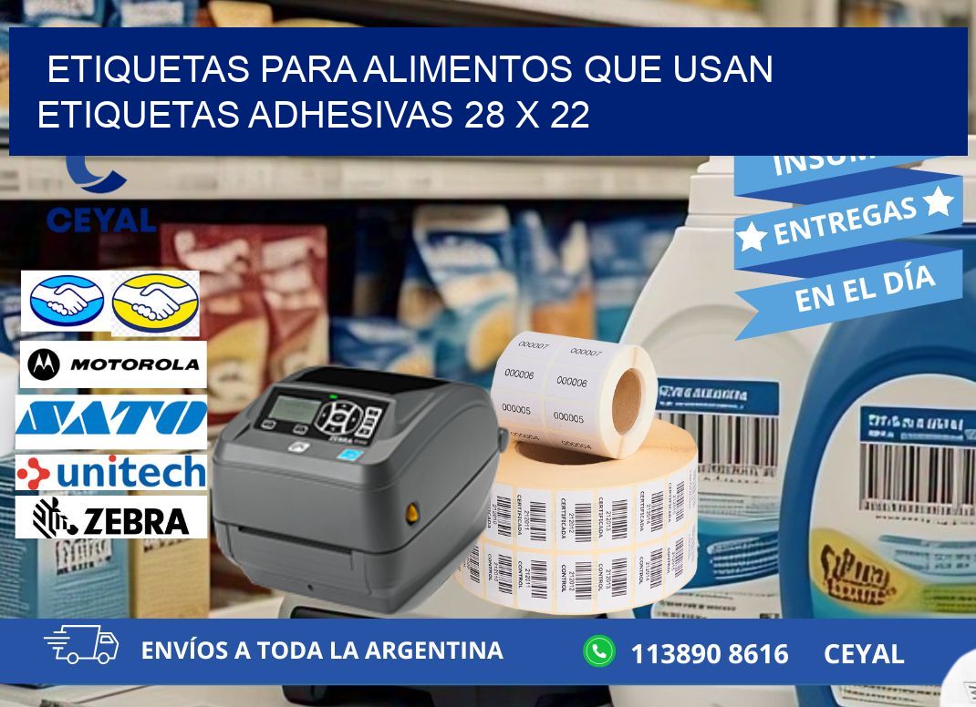 ETIQUETAS PARA ALIMENTOS QUE USAN ETIQUETAS ADHESIVAS 28 x 22