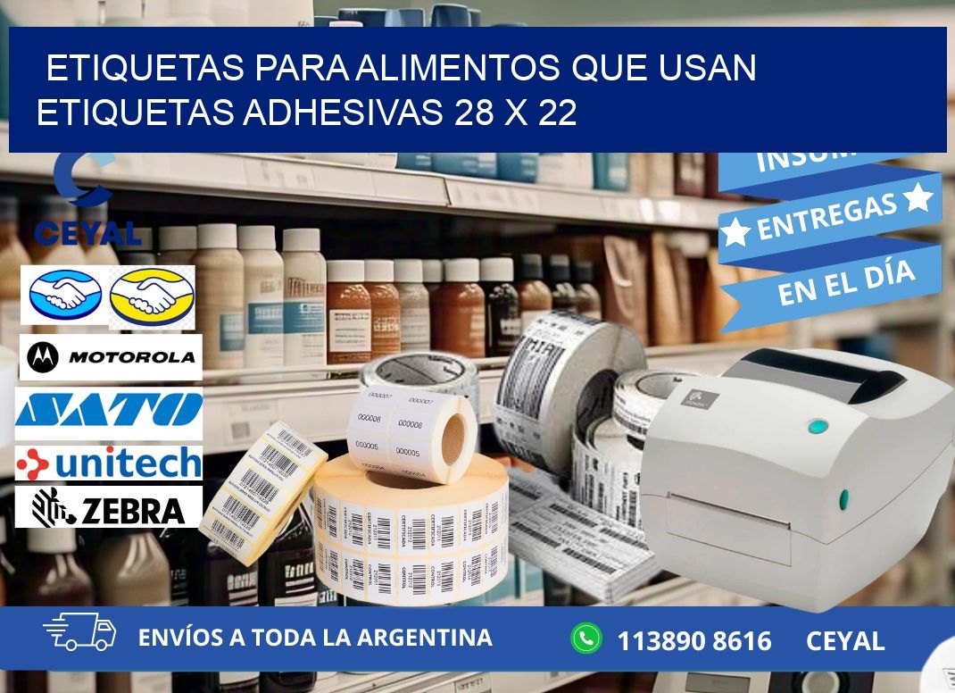 ETIQUETAS PARA ALIMENTOS QUE USAN ETIQUETAS ADHESIVAS 28 x 22