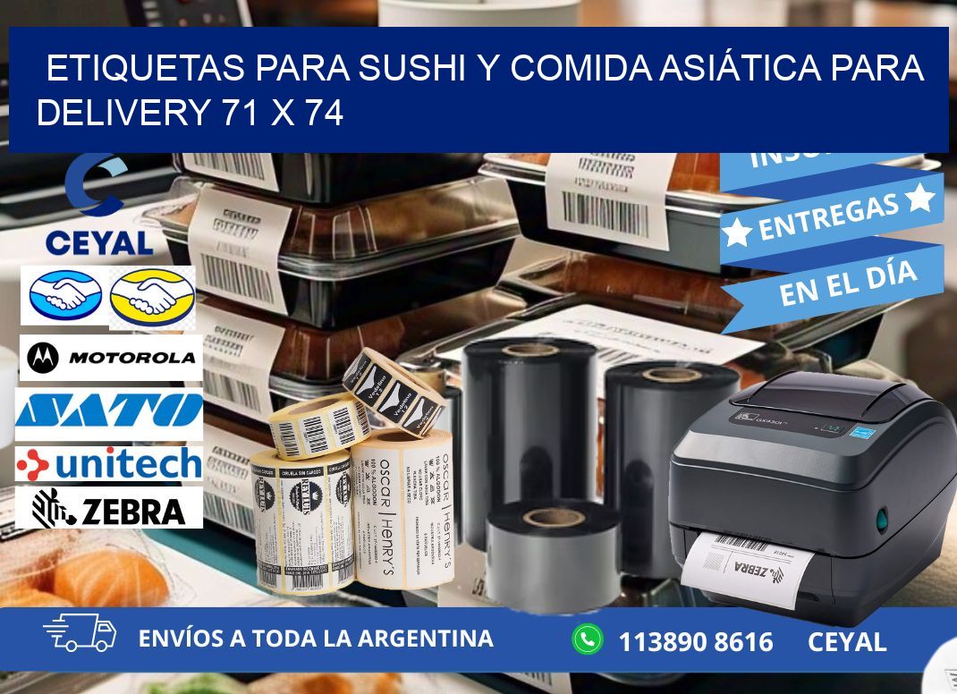 ETIQUETAS PARA SUSHI Y COMIDA ASIÁTICA PARA DELIVERY 71 x 74