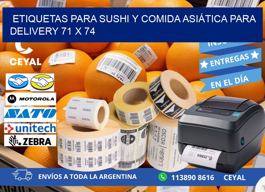 ETIQUETAS PARA SUSHI Y COMIDA ASIÁTICA PARA DELIVERY 71 x 74