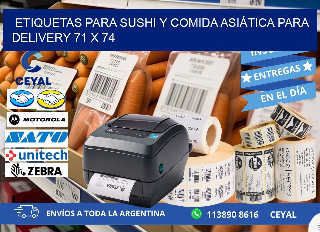 ETIQUETAS PARA SUSHI Y COMIDA ASIÁTICA PARA DELIVERY 71 x 74