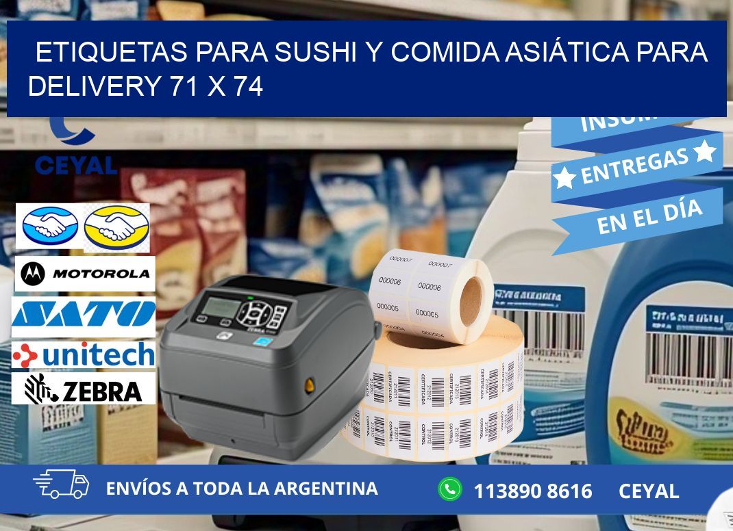 ETIQUETAS PARA SUSHI Y COMIDA ASIÁTICA PARA DELIVERY 71 x 74