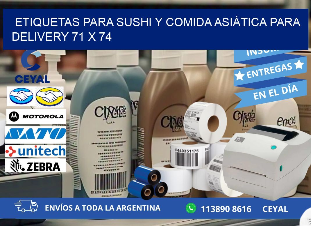 ETIQUETAS PARA SUSHI Y COMIDA ASIÁTICA PARA DELIVERY 71 x 74