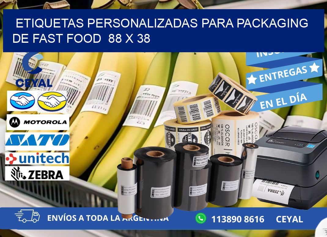 ETIQUETAS PERSONALIZADAS PARA PACKAGING DE FAST FOOD  88 x 38