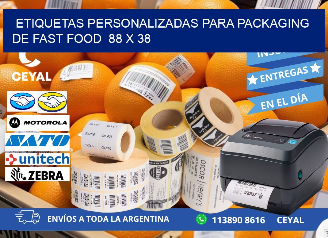 ETIQUETAS PERSONALIZADAS PARA PACKAGING DE FAST FOOD  88 x 38