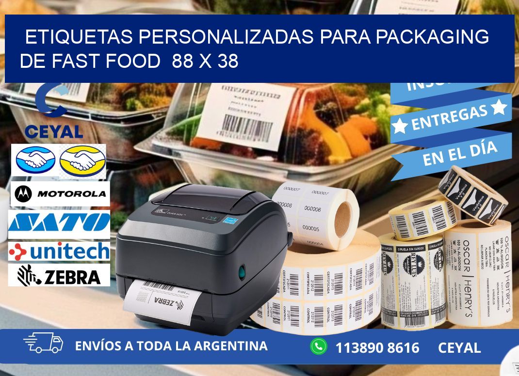 ETIQUETAS PERSONALIZADAS PARA PACKAGING DE FAST FOOD  88 x 38