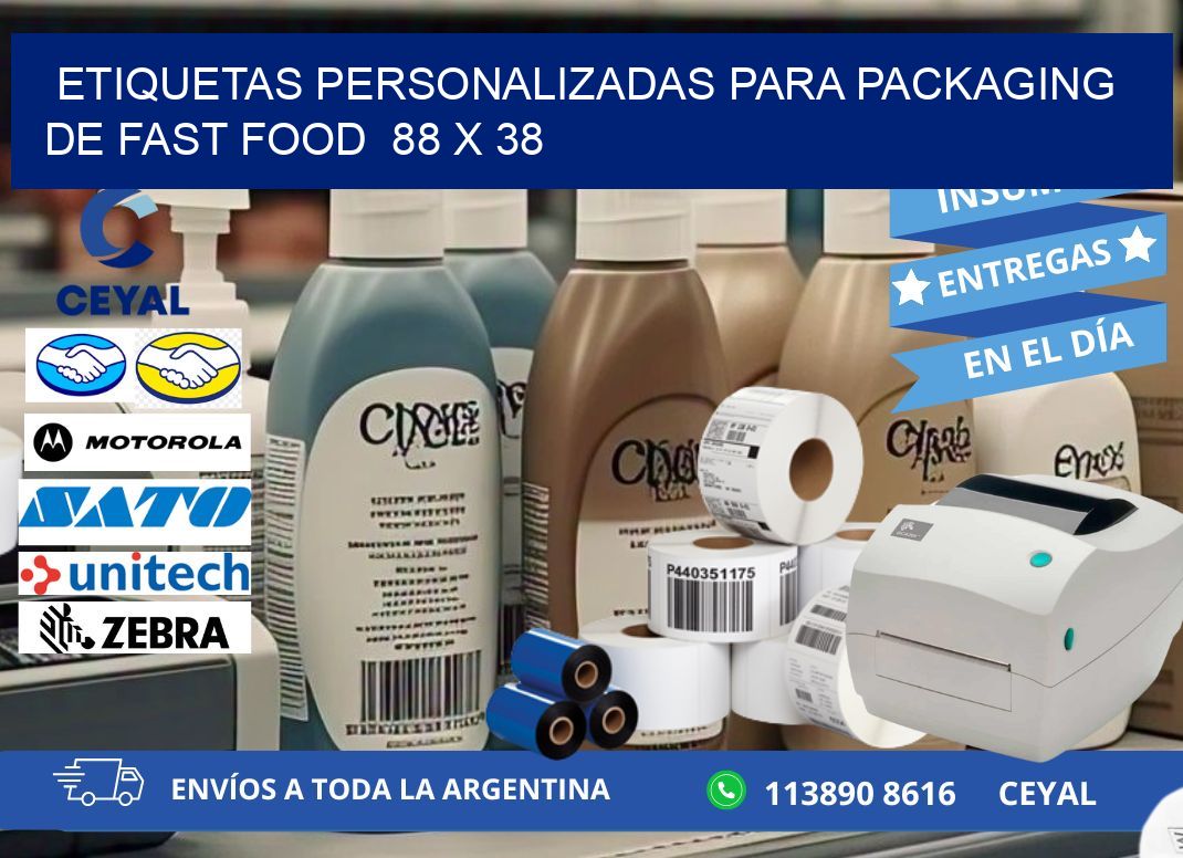 ETIQUETAS PERSONALIZADAS PARA PACKAGING DE FAST FOOD  88 x 38