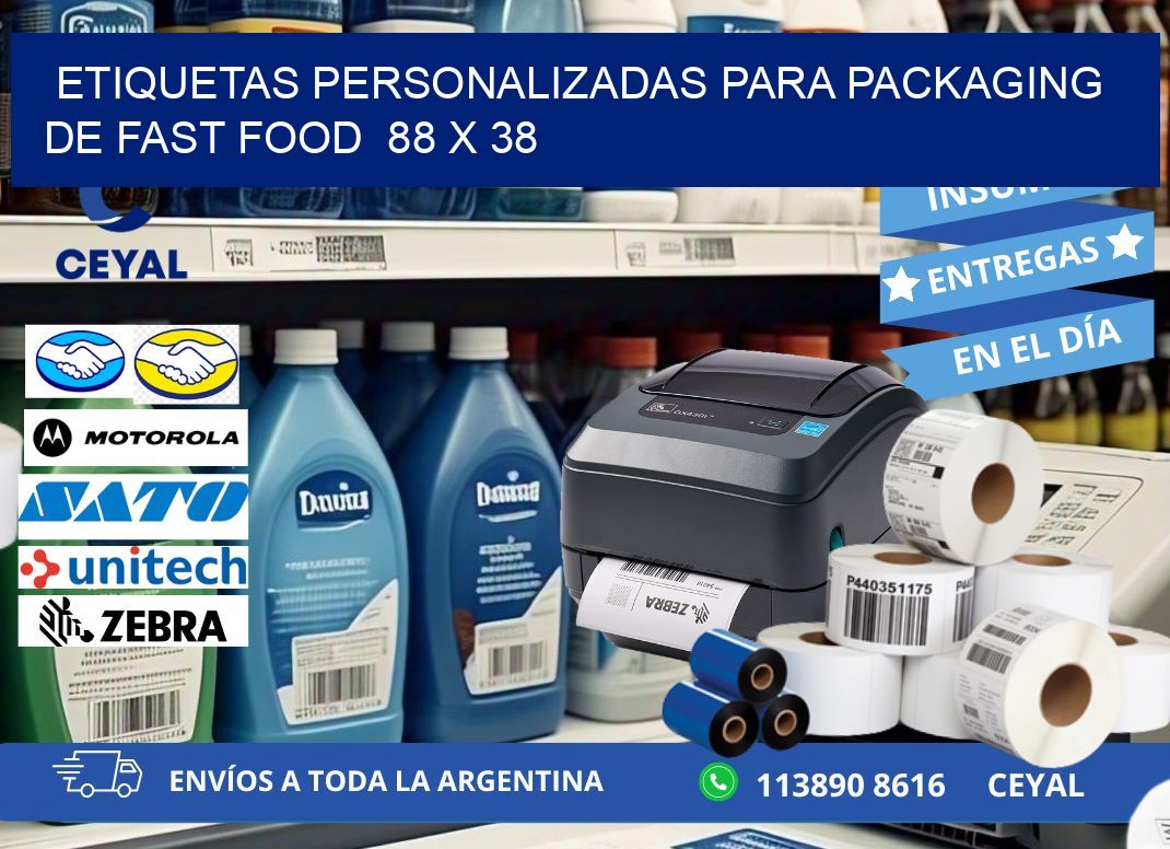 ETIQUETAS PERSONALIZADAS PARA PACKAGING DE FAST FOOD  88 x 38