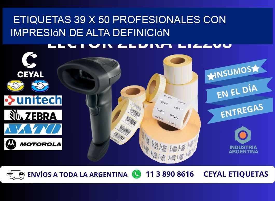 Etiquetas 39 x 50 Profesionales con Impresión de Alta Definición