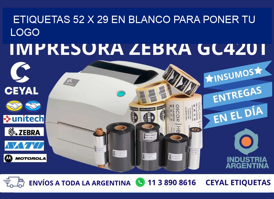 Etiquetas 52 x 29 en blanco para poner tu logo