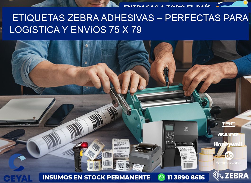 Etiquetas Zebra Adhesivas – Perfectas para Logística y Envíos 75 x 79