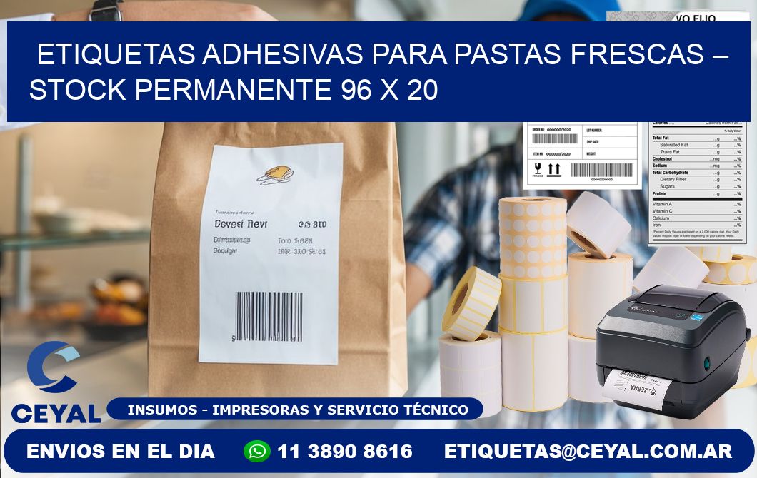 Etiquetas adhesivas para pastas frescas – Stock permanente 96 x 20