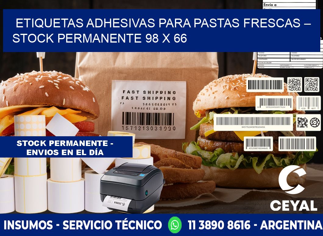 Etiquetas adhesivas para pastas frescas – Stock permanente 98 x 66