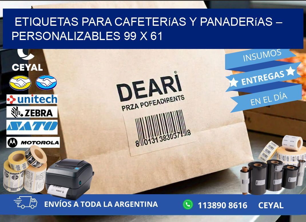 Etiquetas para cafeterías y panaderías – Personalizables 99 x 61