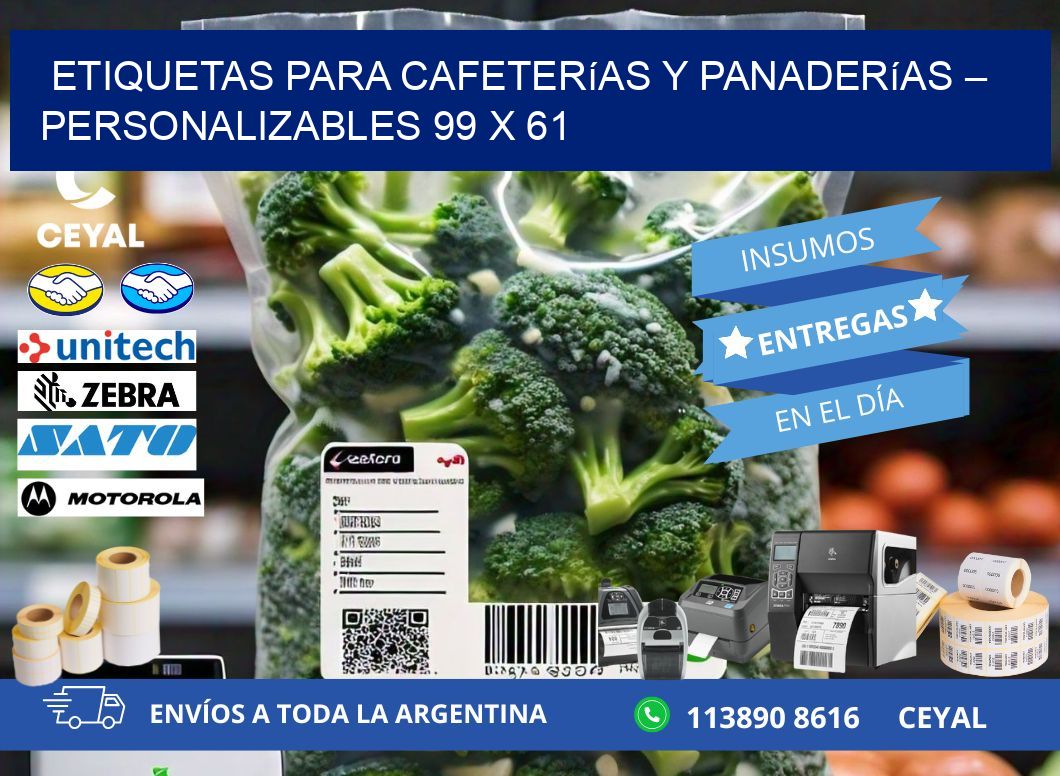 Etiquetas para cafeterías y panaderías – Personalizables 99 x 61