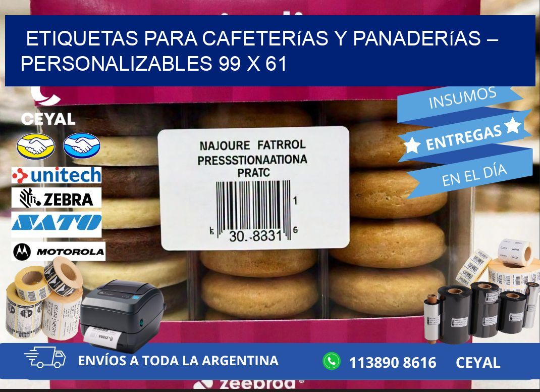 Etiquetas para cafeterías y panaderías – Personalizables 99 x 61