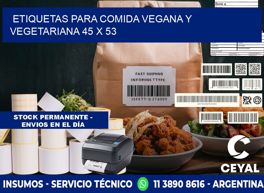 Etiquetas para comida vegana y vegetariana 45 x 53