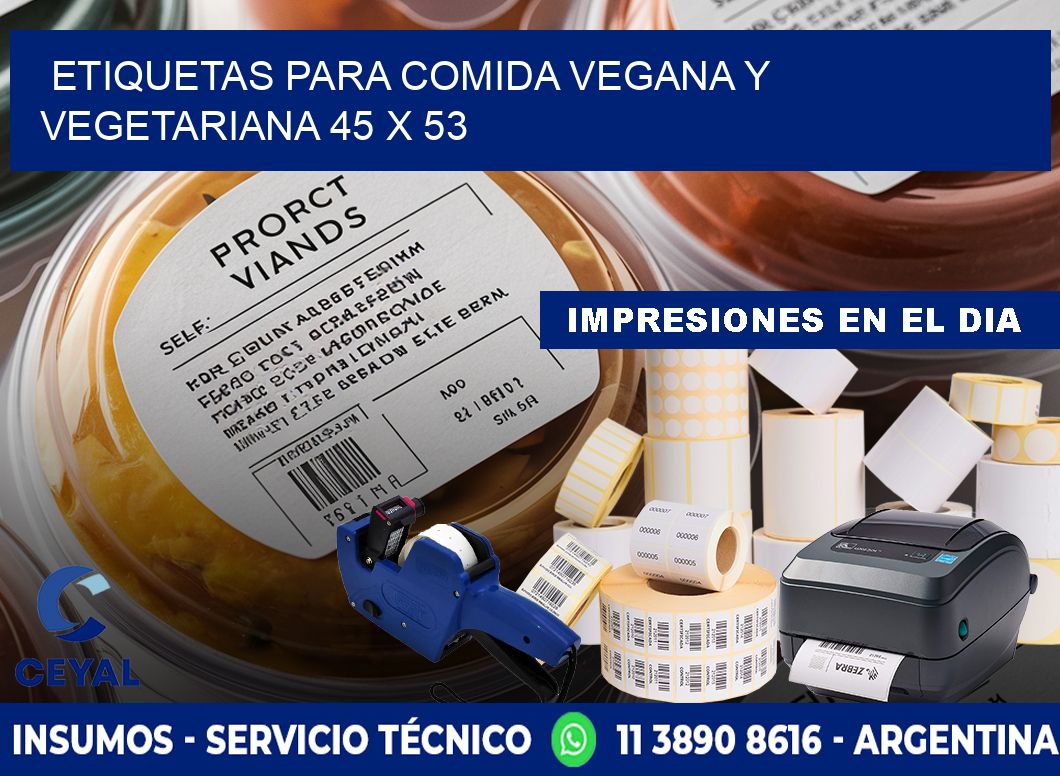 Etiquetas para comida vegana y vegetariana 45 x 53