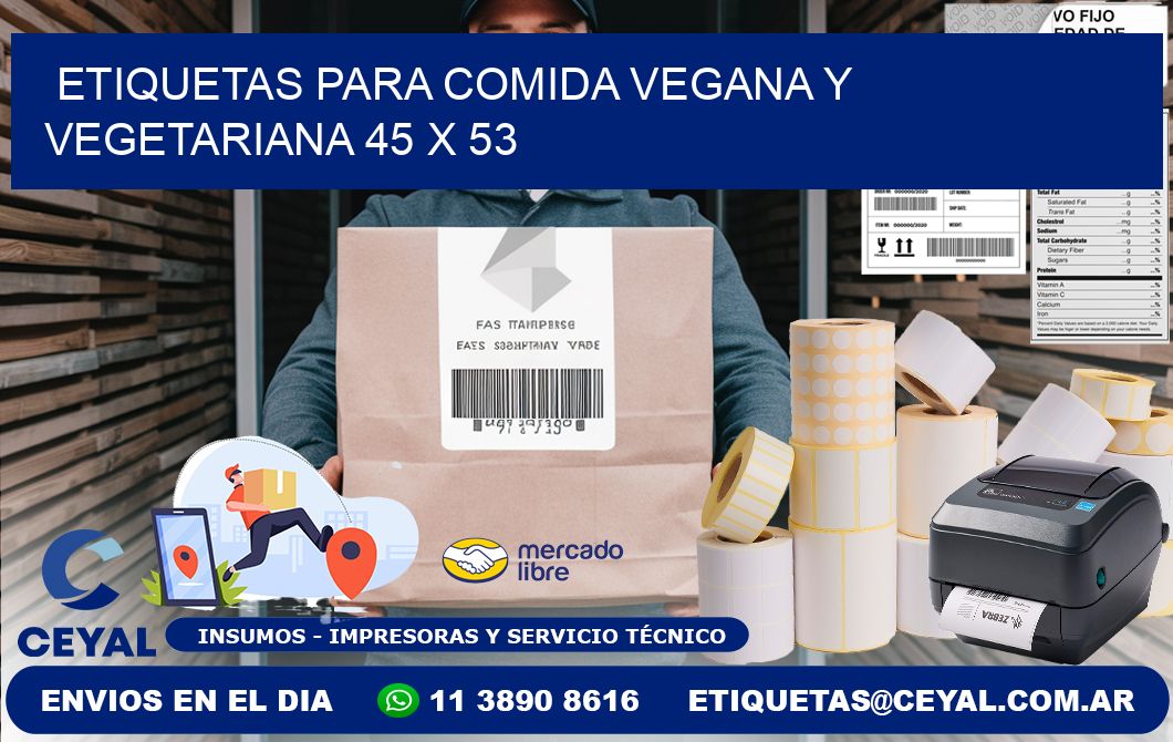 Etiquetas para comida vegana y vegetariana 45 x 53