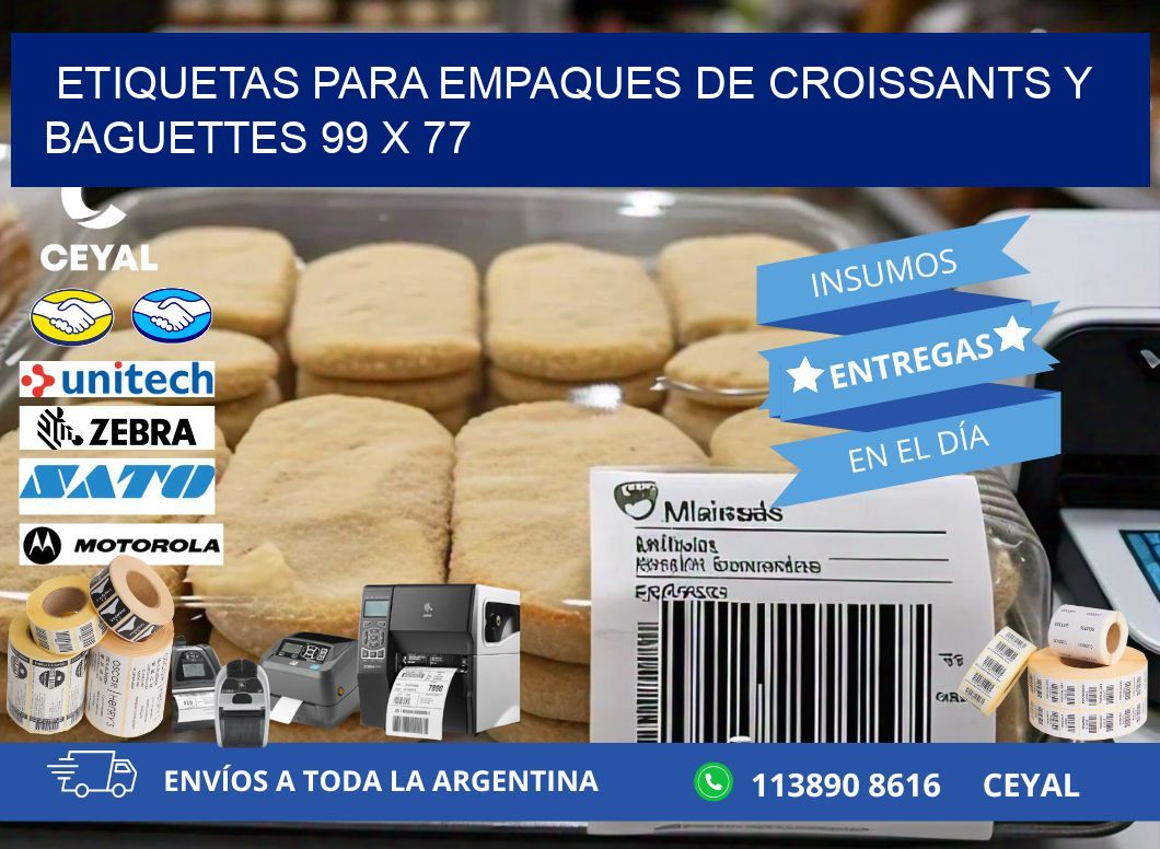 Etiquetas para empaques de croissants y baguettes 99 x 77