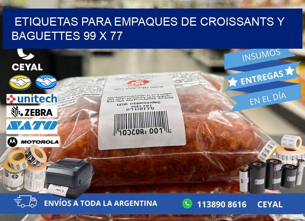 Etiquetas para empaques de croissants y baguettes 99 x 77