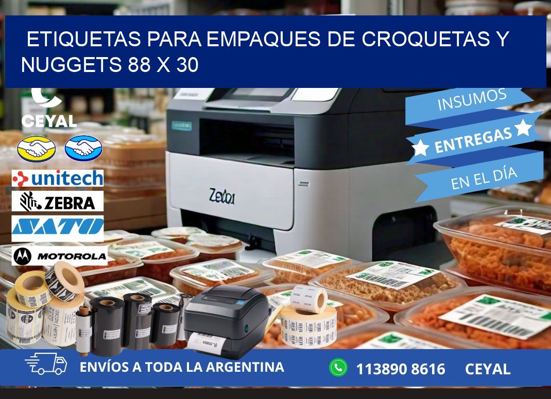 Etiquetas para empaques de croquetas y nuggets 88 x 30