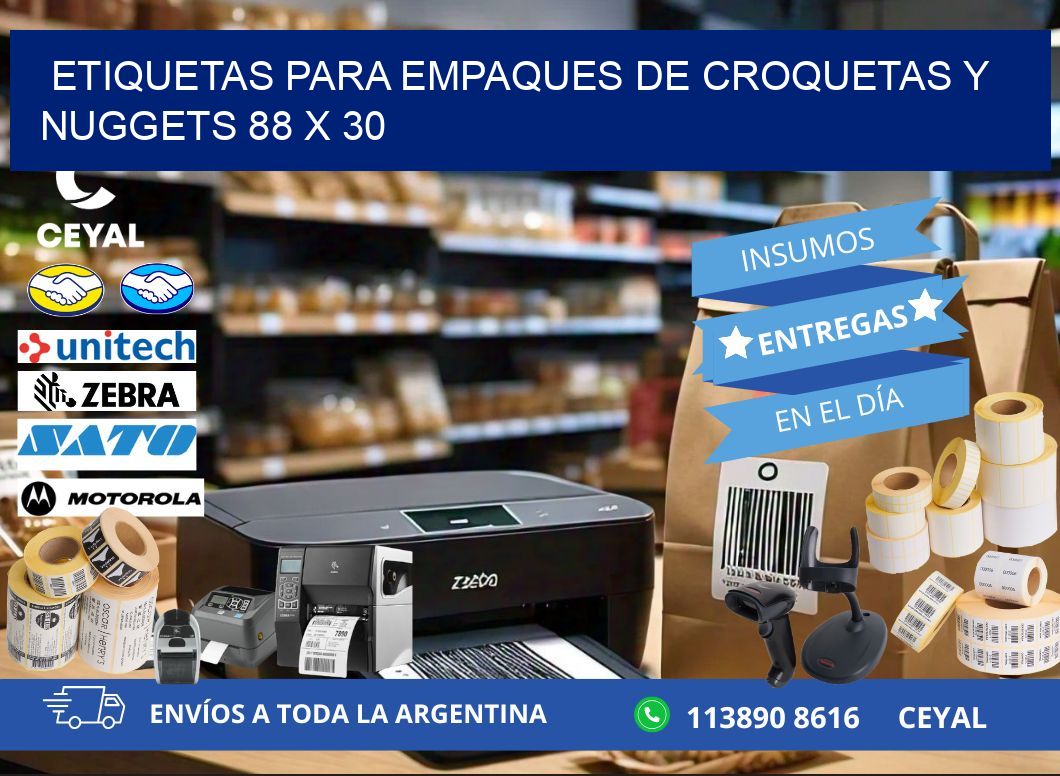 Etiquetas para empaques de croquetas y nuggets 88 x 30