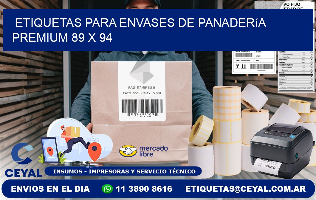 Etiquetas para envases de panadería premium 89 x 94