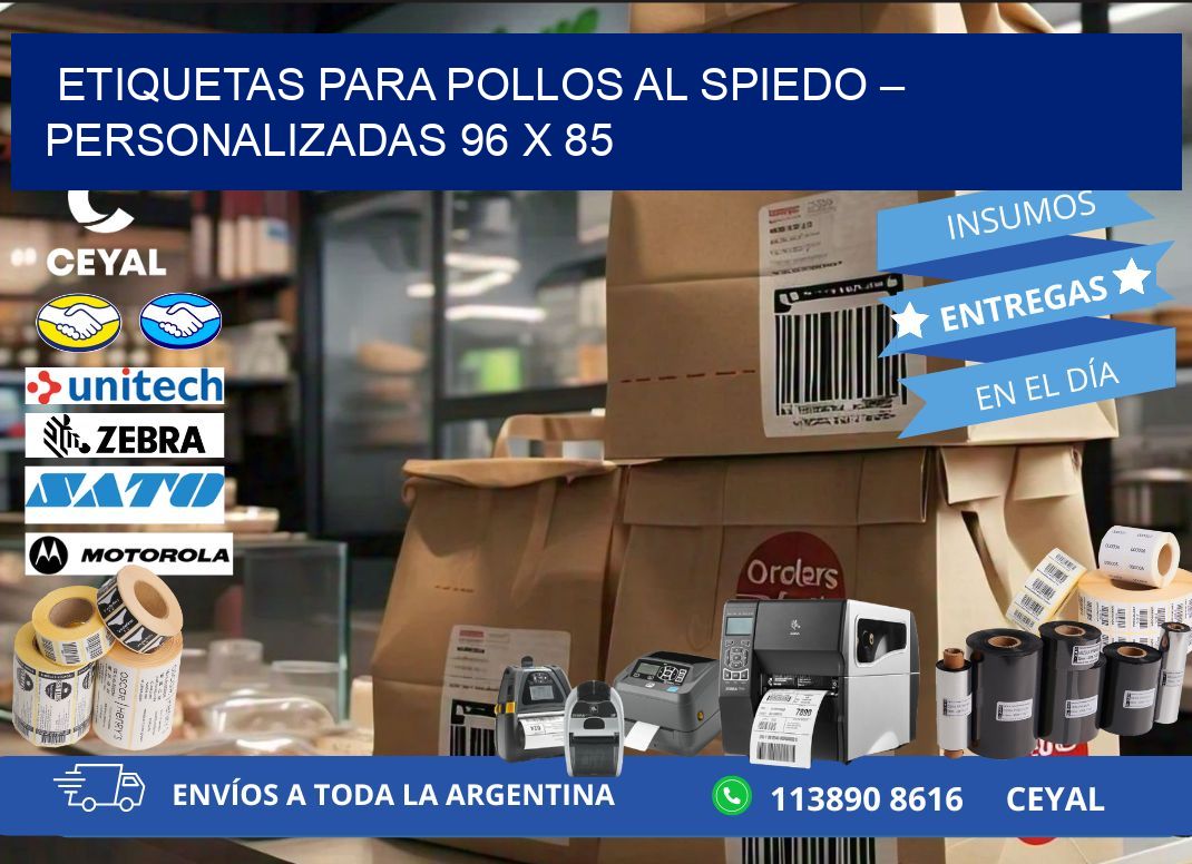 Etiquetas para pollos al spiedo – Personalizadas 96 x 85