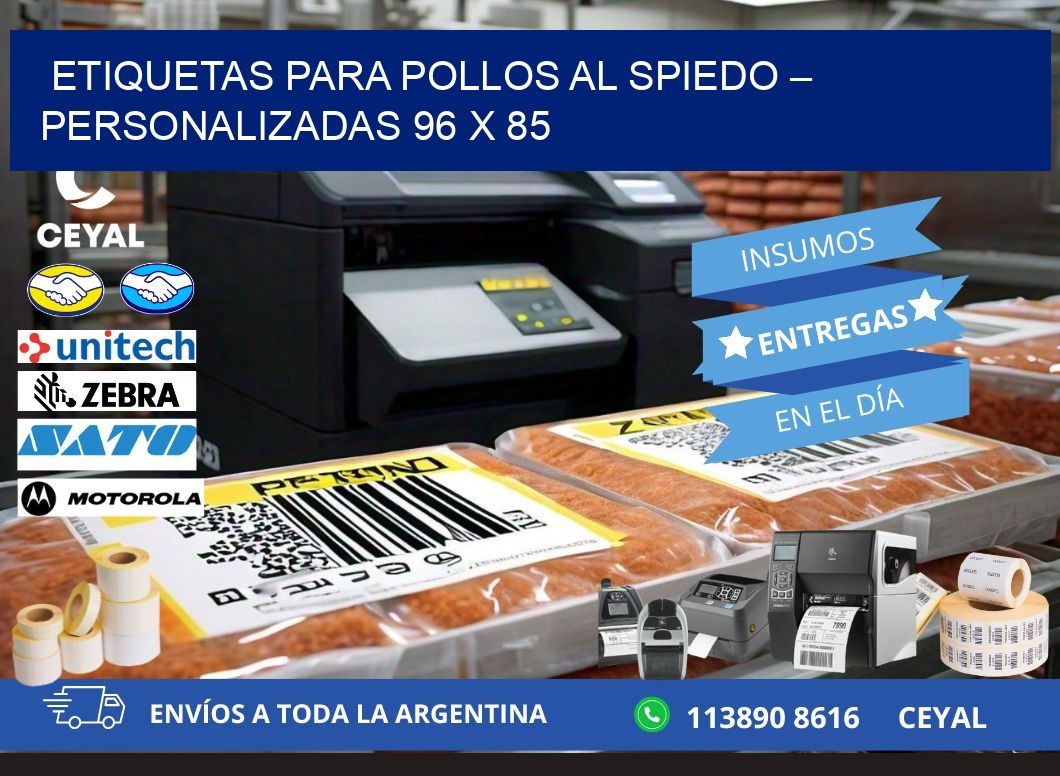 Etiquetas para pollos al spiedo – Personalizadas 96 x 85