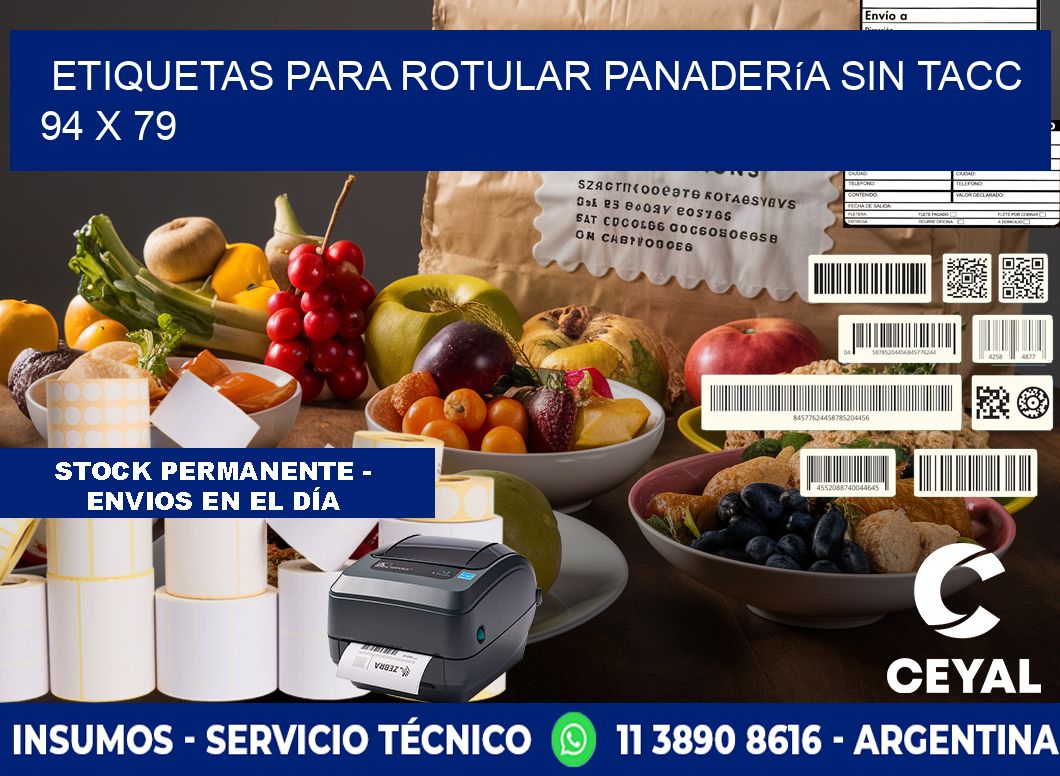 Etiquetas para rotular panadería sin TACC 94 x 79