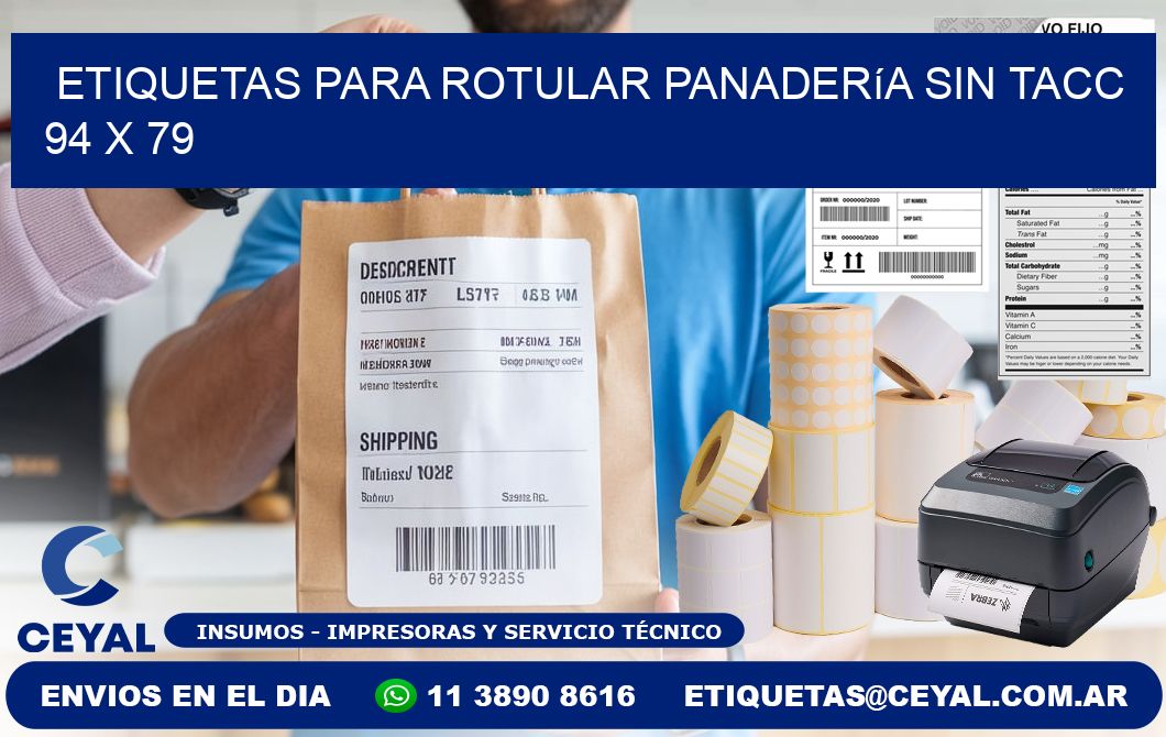 Etiquetas para rotular panadería sin TACC 94 x 79