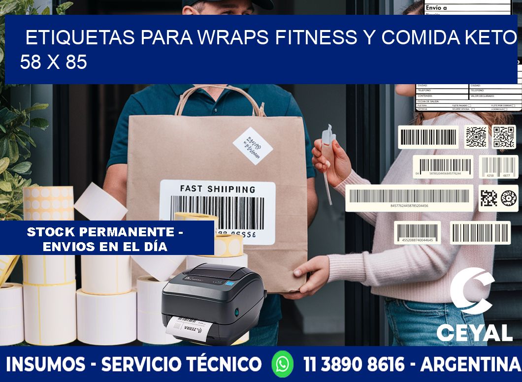 Etiquetas para wraps fitness y comida keto 58 x 85