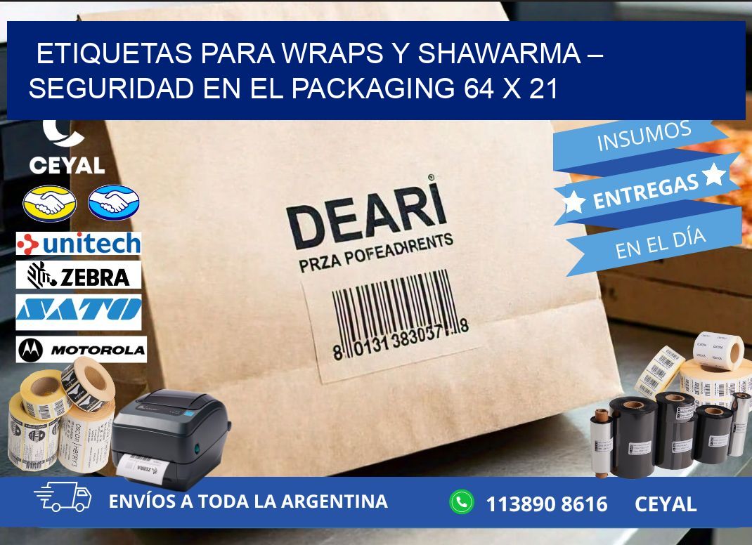 Etiquetas para wraps y shawarma – Seguridad en el packaging 64 x 21