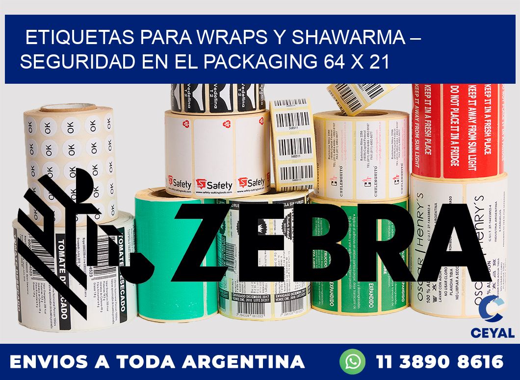 Etiquetas para wraps y shawarma – Seguridad en el packaging 64 x 21